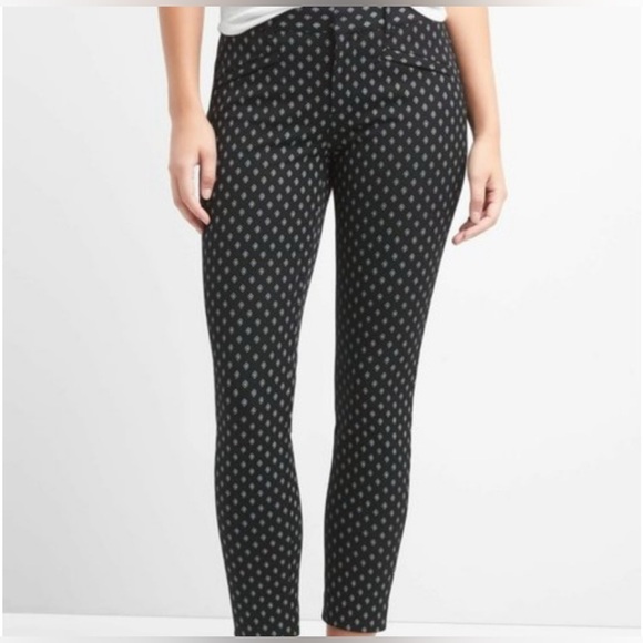 GAP Black and White Diamond Patterned Skinny Pant Cotton Women’s 4 Office - Picture 1 of 9